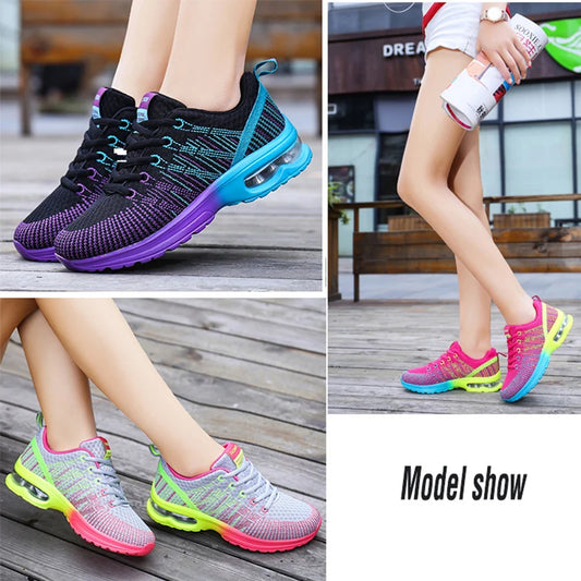 🟡 Tenis para mujer, zapatillas deportivas de malla con aumento de altura de 4CM con cojín de aire para Fitness, zapatillas deportivas transpirables para caminar para mujer