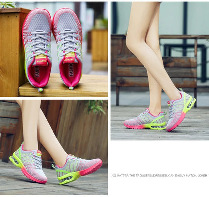 🟡 Tenis para mujer, zapatillas deportivas de malla con aumento de altura de 4CM con cojín de aire para Fitness, zapatillas deportivas transpirables para caminar para mujer
