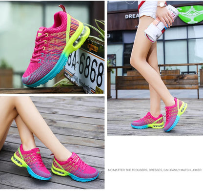 🟡 Tenis para mujer, zapatillas deportivas de malla con aumento de altura de 4CM con cojín de aire para Fitness, zapatillas deportivas transpirables para caminar para mujer