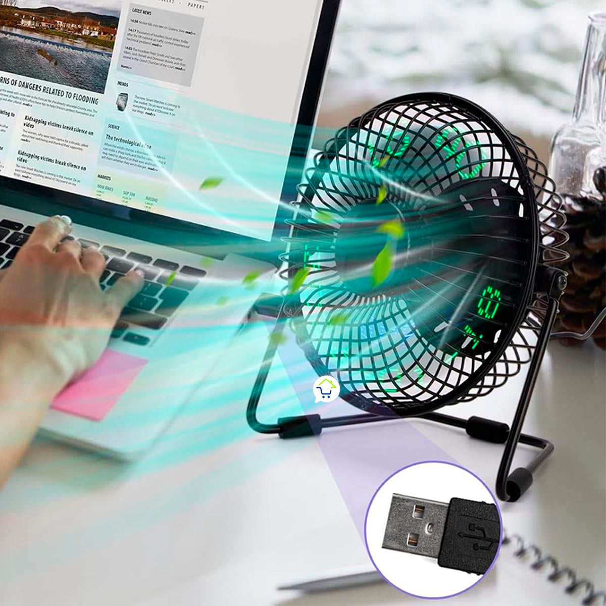 Ventilador  Reloj LED USB