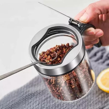 Condimentero de 4 unidades cocina giratorio 100% vidrio y acero inoxidable