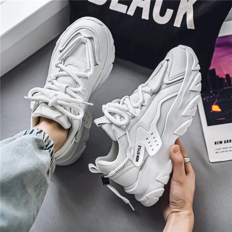 🟡 Zapatos unisex transpirables de suela gruesa, zapatillas informales para correr al aire libre, tenis nuevos para las cuatro estaciones, suelas blandas, zapatillas cómodas para hombre o mujer