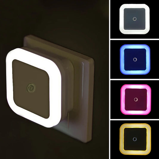 🟡 Luz LED nocturna enchufable con Sensor de iluminación, Control, ahorro de energía, luz de noche para niños, lámpara de pared para inodoro para dormitorio y hogar