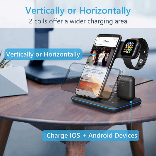 Base Cargador Inalámbrico Para iPhone Iwatch AirPods 3 En 1