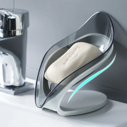🟡 Caja jabonera con ventosa para baño, soporte para jabón de ducha con drenaje, estante portátil para jabón de lavandería con forma de hoja, bandeja para lavabo