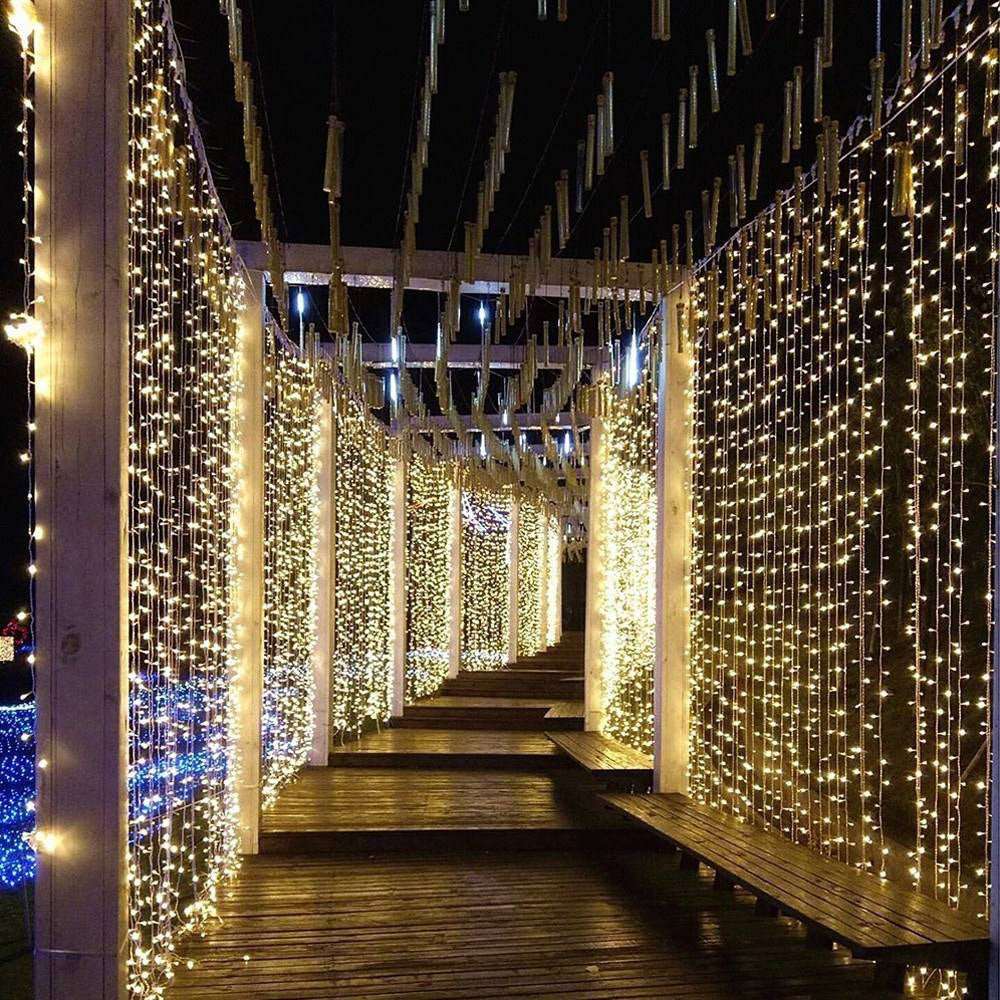 Cascada Luz Led Sube y Baja 6X2 Mts 600 Luces Cálido Navidad