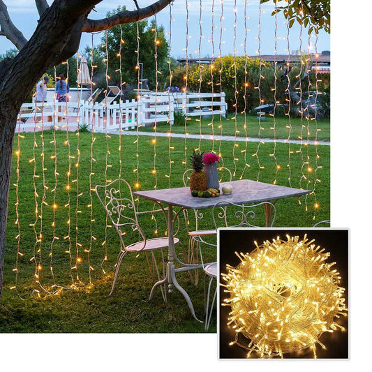 Cascada Luz Led Sube y Baja 6X2 Mts 600 Luces Cálido Navidad