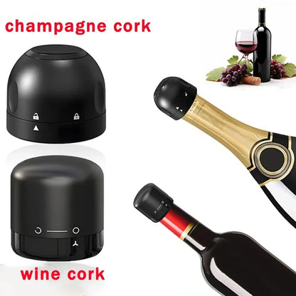 🟡 Tapón de botella con bloqueo giratorio, tapón de sellado de vino espumoso, herramienta de barra de corcho para vino tinto para el hogar