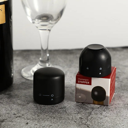🟡 Tapón de botella con bloqueo giratorio, tapón de sellado de vino espumoso, herramienta de barra de corcho para vino tinto para el hogar