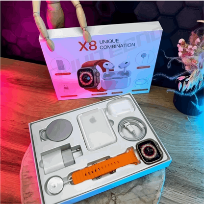 Combo Reloj X8 Ultra + Audífonos + Batería Power Bank + 5 Accesorios   Set 8 en 1