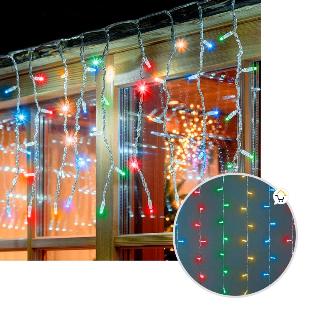 Cortina Led 3 Mts x 45 Cm 100 Led Multicolor Luces Navidad