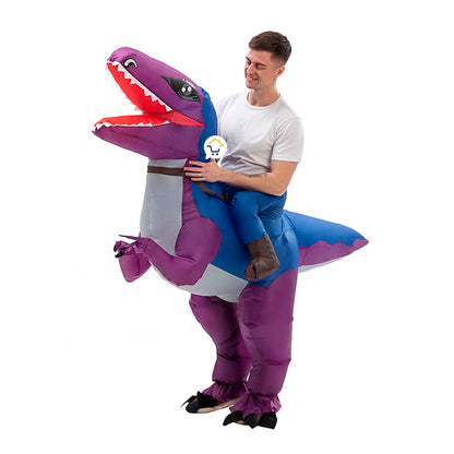 Disfraz De Dinosaurio Morado Inflable Montable Halloween Adulto
