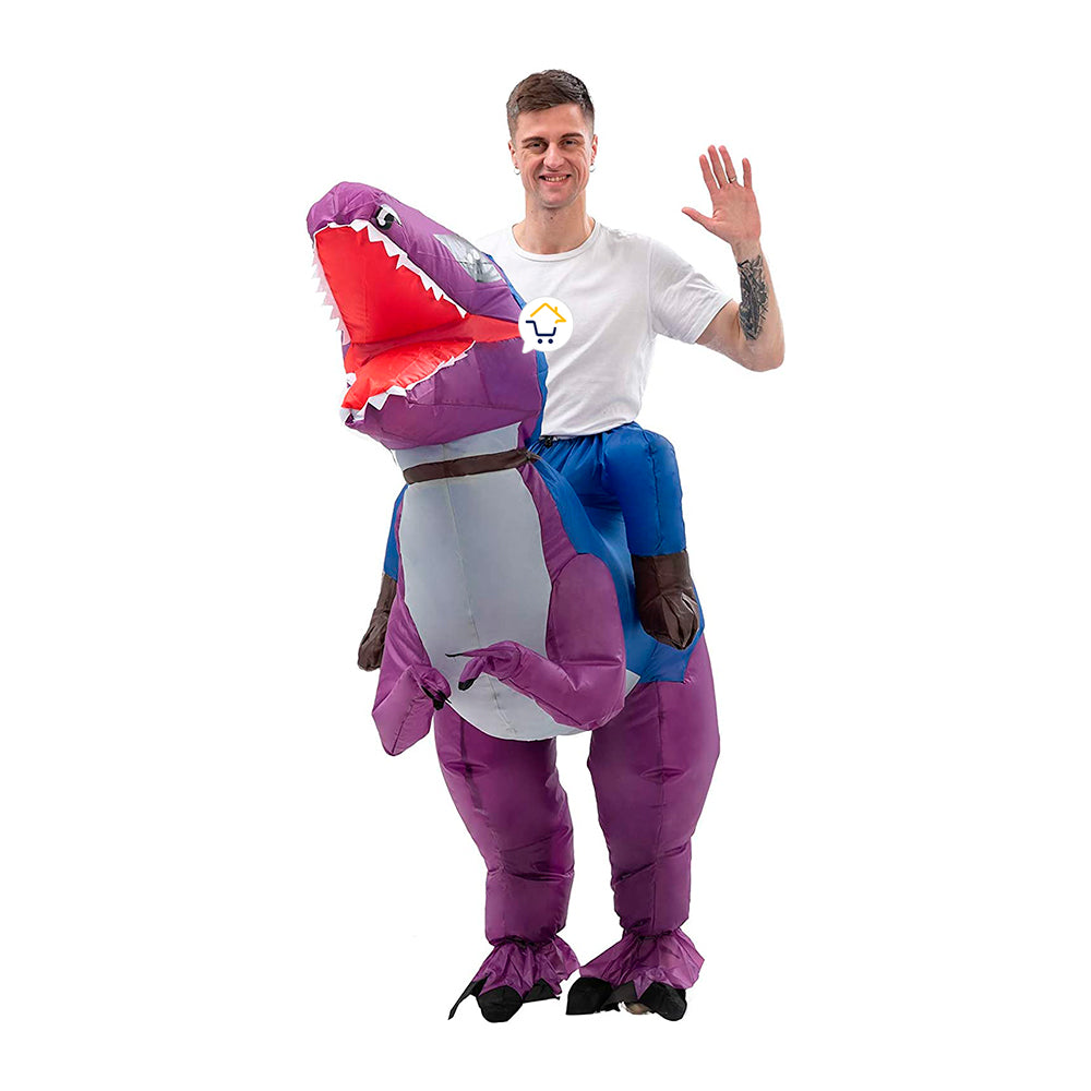 Disfraz De Dinosaurio Morado Inflable Montable Halloween Adulto