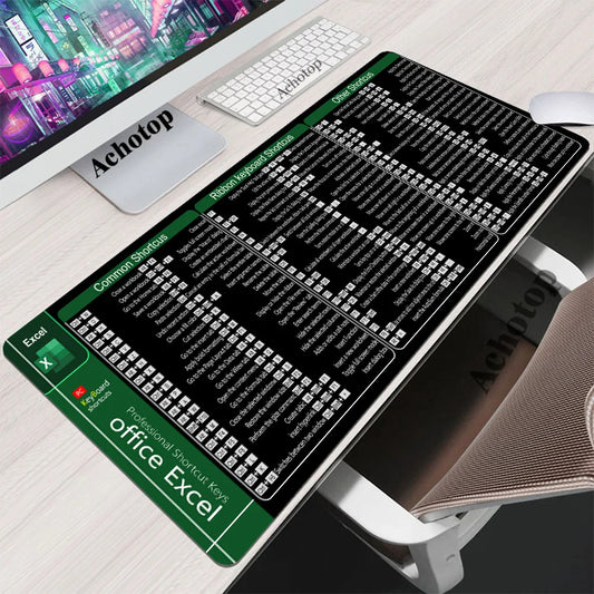 🟡 Alfombrilla Pad Mouse  con atajos de excel word y power point, alfombrilla grande extendida para escritorio de ordenador de oficina, alfombrilla grande para teclado con borde cosido, Base antideslizante