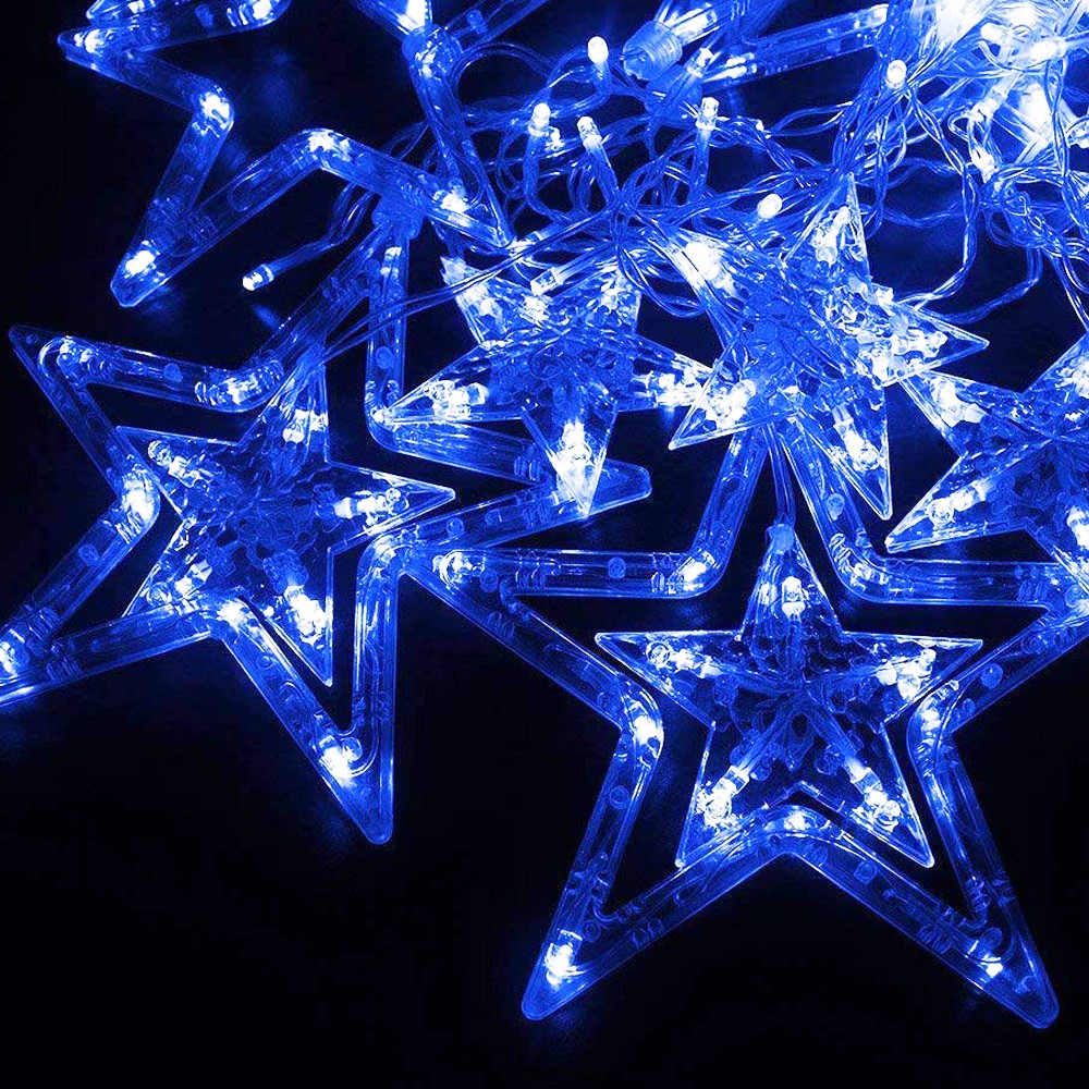 Extensión Luces Led Estrella X6 Mts Luz Navidad Azul