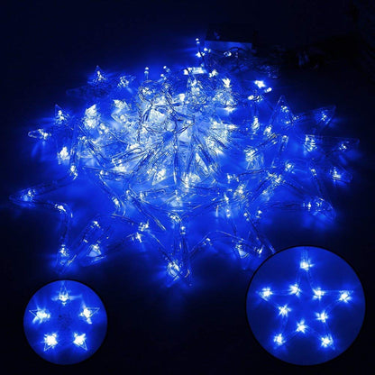 Extensión Luces Led Estrella X6 Mts Luz Navidad Azul