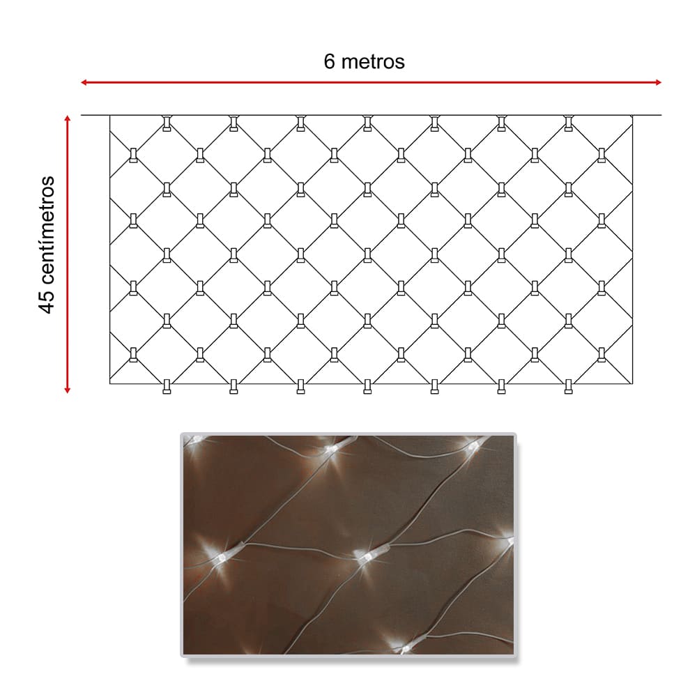 Extensión Luz Led Cenefa 200 LED 6 Mts Luces Navidad Blanco