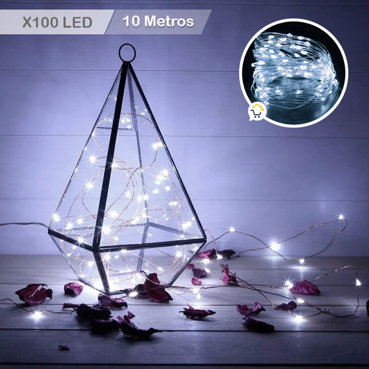 Extensión Micro LED Lineal 10mts 100 Luces Navidad Blanco