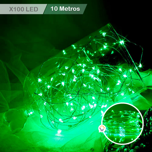 Extensión Micro LED Lineal 10mts 100 Luces Navidad Verde