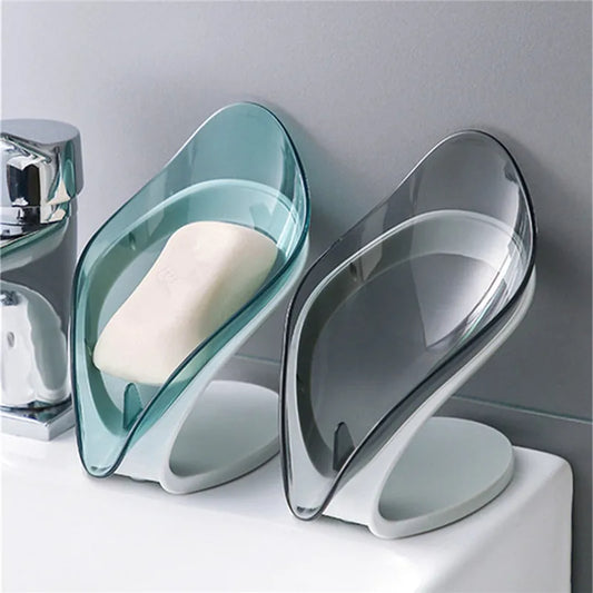 🟡 Caja jabonera con ventosa para baño, soporte para jabón de ducha con drenaje, estante portátil para jabón de lavandería con forma de hoja, bandeja para lavabo
