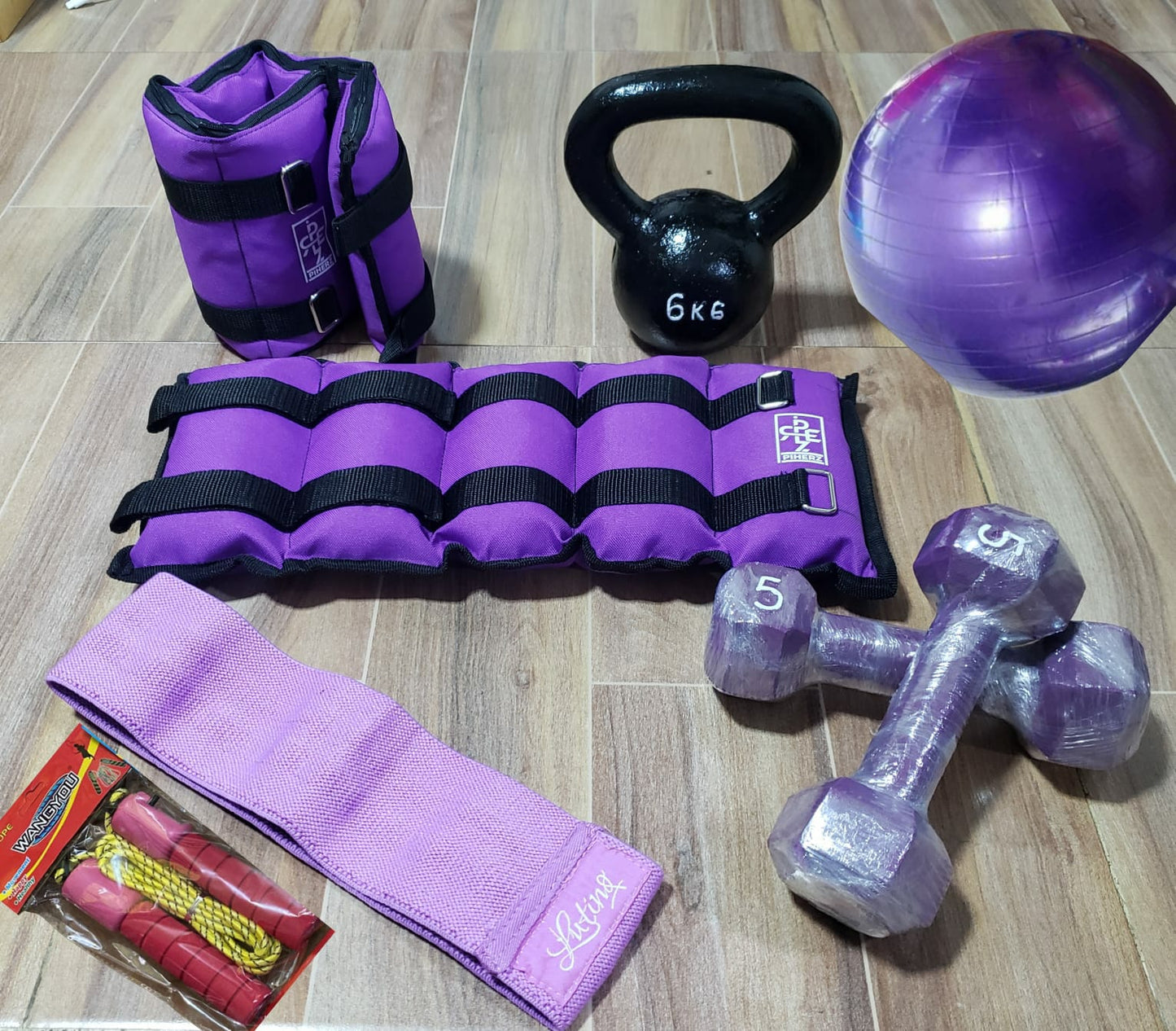 Kit de fuerza + balón pilates + obsequio lazo contador