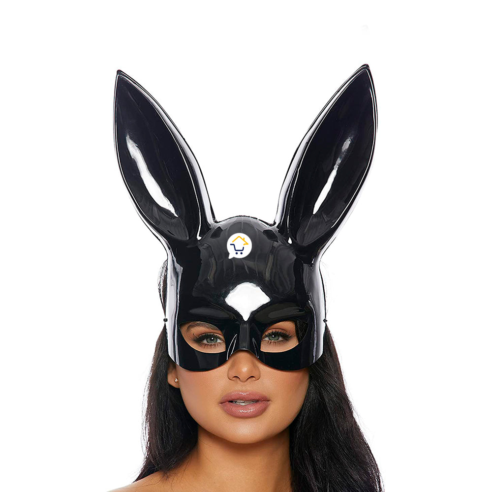Máscara Conejo Negro Mujer Sexy Media Cara Halloween Accesorio Disfraz