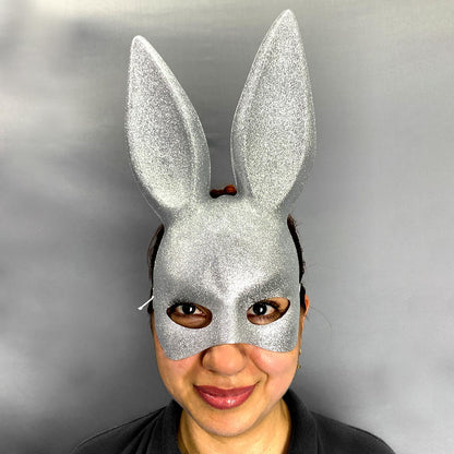 Máscara De Conejo Sexy Media Cara Glitter Halloween Accesorio Disfraz
