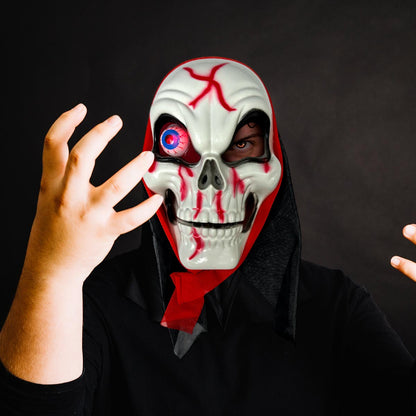 Máscara La Muerte Ojo LED Calavera Maligna Halloween Disfraz