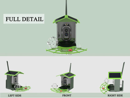 🟡 Cámara alimentadora de pájaros 4MP 2K HD captura de vídeo para pájaros WiFi batería de cámara alimentada por energía Solar con Panel Solar, alertas instantáneas, observación de aves visitantes silvestres