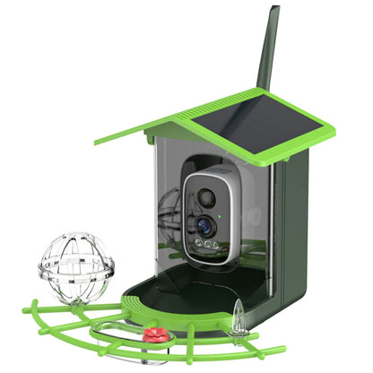 🟡 Cámara alimentadora de pájaros 4MP 2K HD captura de vídeo para pájaros WiFi batería de cámara alimentada por energía Solar con Panel Solar, alertas instantáneas, observación de aves visitantes silvestres