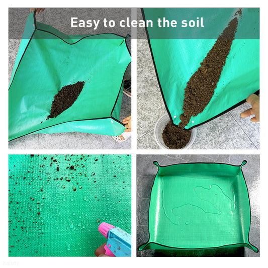 🟡 Estera de plantación plegable impermeable, estera de jardín, almohadilla para macetas, trasplante, mezcla de suelo, herramienta de poda de plantas