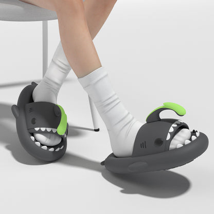 🟡 Chanclas de tiburón de suela gruesa de 4cm para mujeres y hombres, toboganes de playa para interiores, lindas sandalias de calle de verano para parejas con linterna brillante nocturna