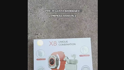 Combo Reloj X8 Ultra + Audífonos + Batería Power Bank + 5 Accesorios   Set 8 en 1