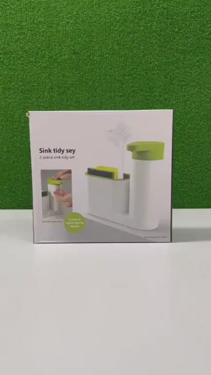 Dispensador y organizador de jabón cocina verde/blanco