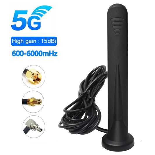 🟡 Antena 3G 4G 5G antena para exteriores de alta ganancia 15dBi RP SMA macho TS9 CRC9, antena magnética impermeable para módem enrutador Wifi