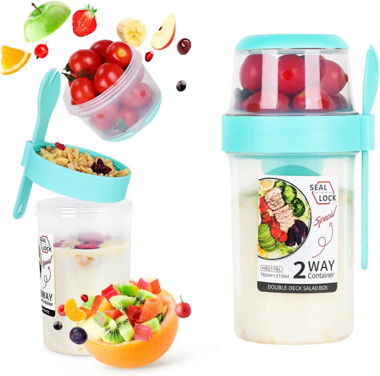 Termo Doble Portable Desayuno Cereal Ensaladas