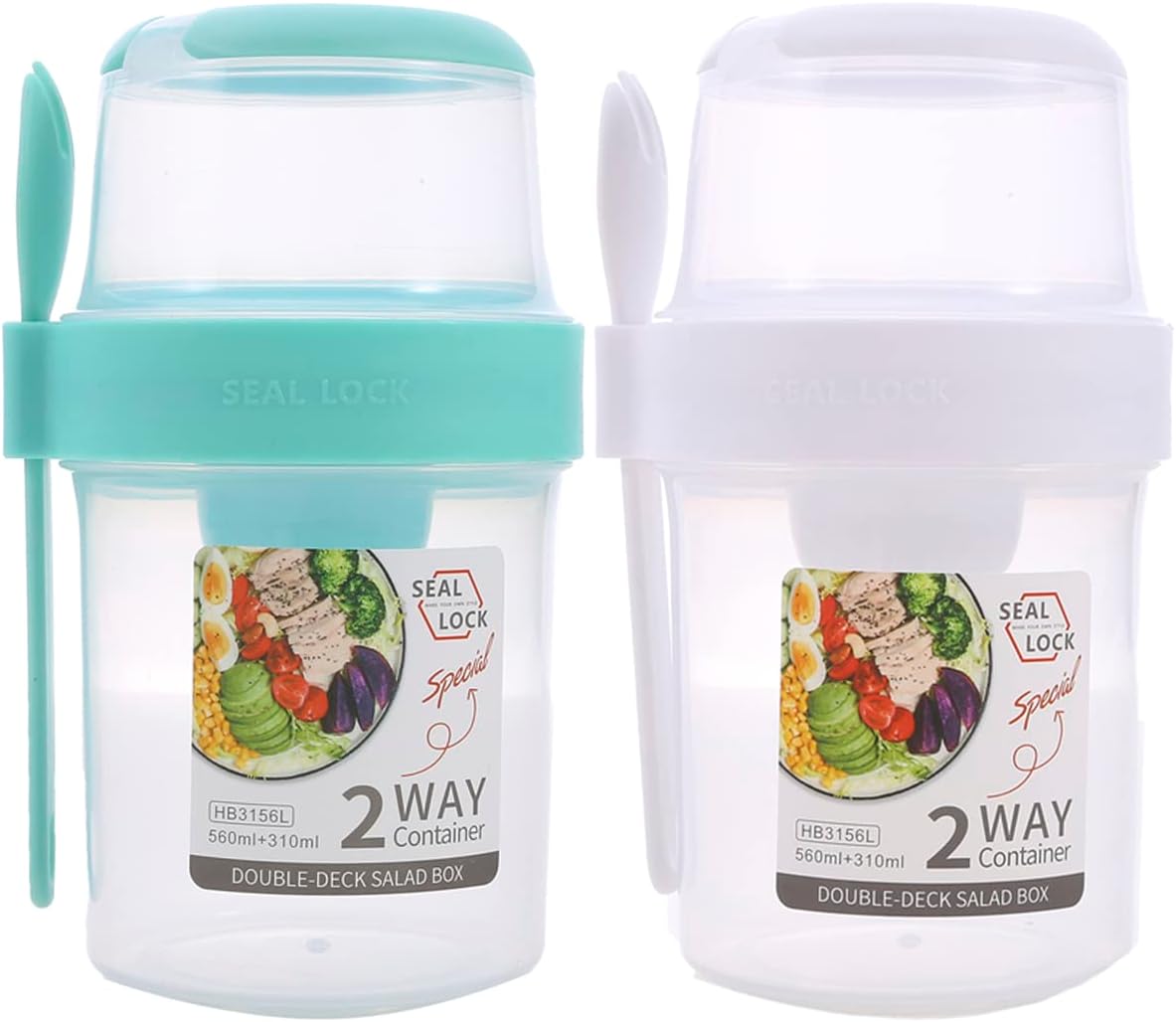 Termo Doble Portable Desayuno Cereal Ensaladas