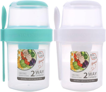 Termo Doble Portable Desayuno Cereal Ensaladas