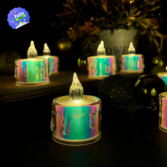 Velas Pequeñas LED X24 Tornasol Decoración Navidad