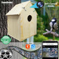 🟡 Nido de jaula para pájaros inteligente con cámara WIFI, soporte inalámbrico para exteriores, grabación, detección de movimiento, casa de madera Natural para loro mascota o pájaros silvestres visitantes