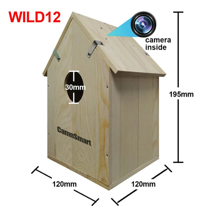 🟡 Nido de jaula para pájaros inteligente con cámara WIFI, soporte inalámbrico para exteriores, grabación, detección de movimiento, casa de madera Natural para loro mascota o pájaros silvestres visitantes